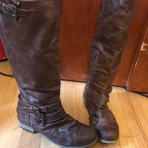 Brown distressed boots